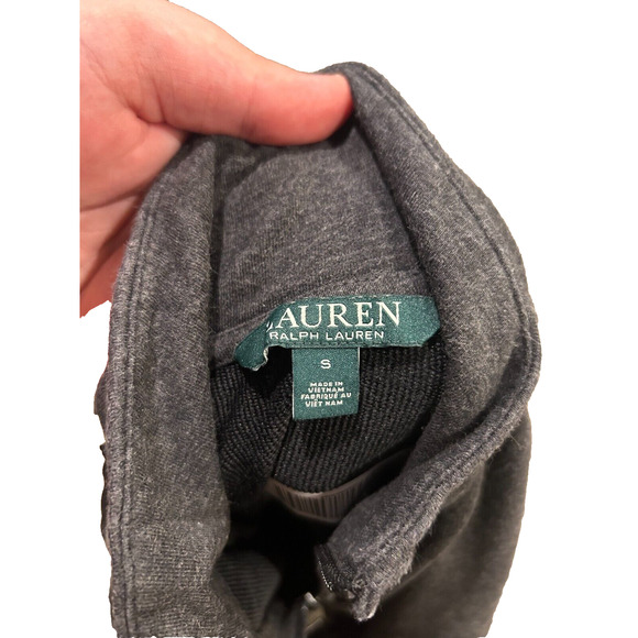 Lauren Ralph Lauren Women's Gray Side Stripe Turtleneck Full Zip Jacket Size S - Picture 3 of 3